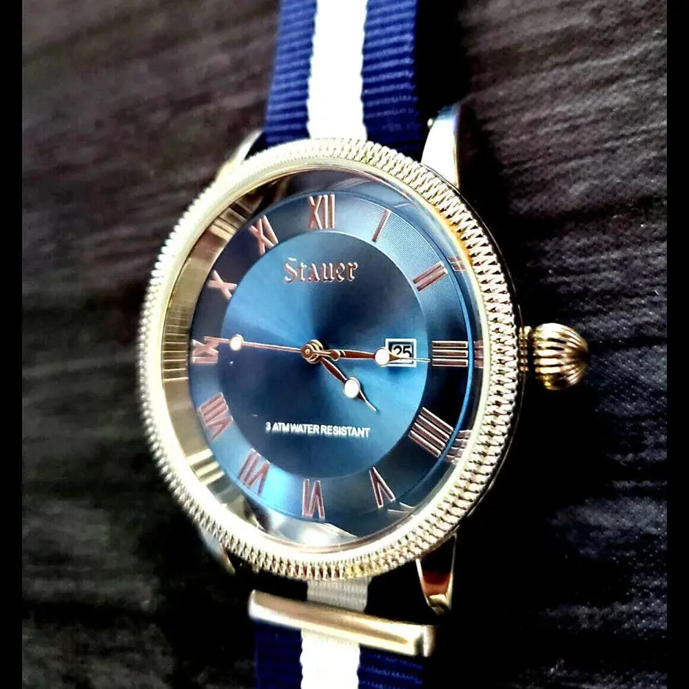 RARE Stauer  Men's‎ Nato Strap Sport Watch New Battery
